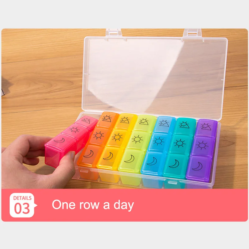 Коробка для хранения таблеток медицинский футляр 7 дней органайзер 21 отсек 3 раза