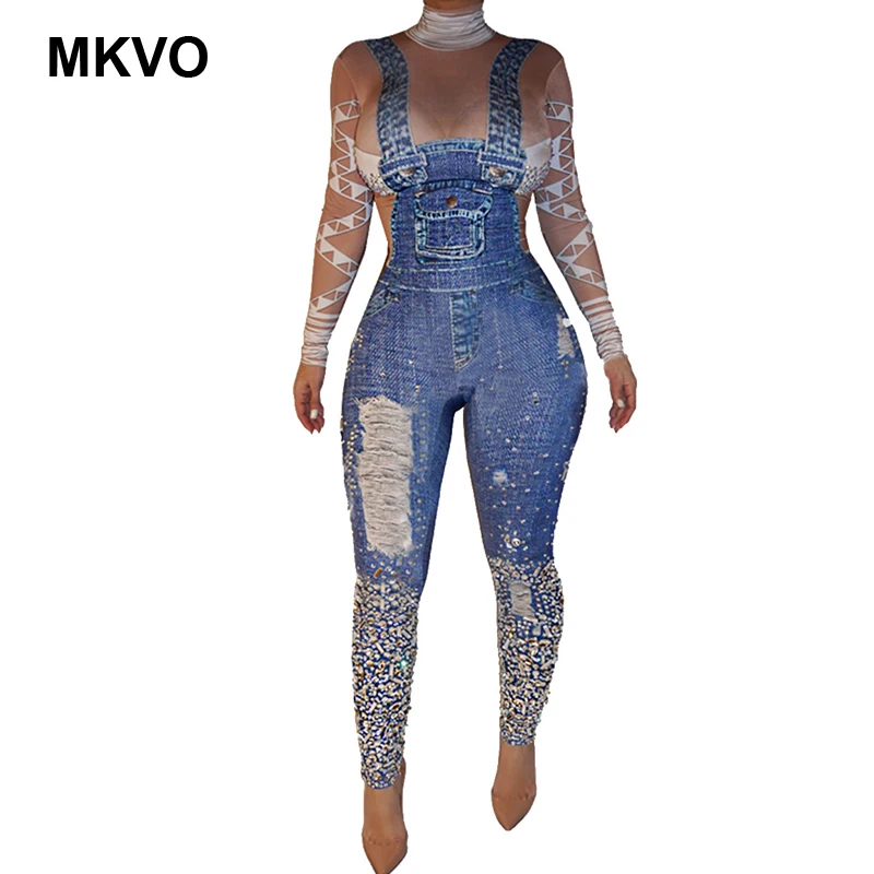Весенняя мода джинсовый женский комбинезон на бретельках Осенний сексуальный