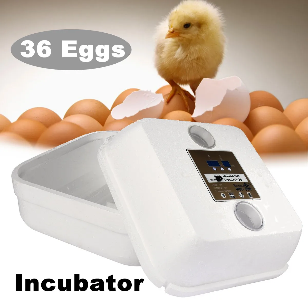 36 Eggs Automatic Digital Family Eggs Incubator Chicken Poultry Hatcher Home Foam Waterbed Incubator Farm Incubation Tools
