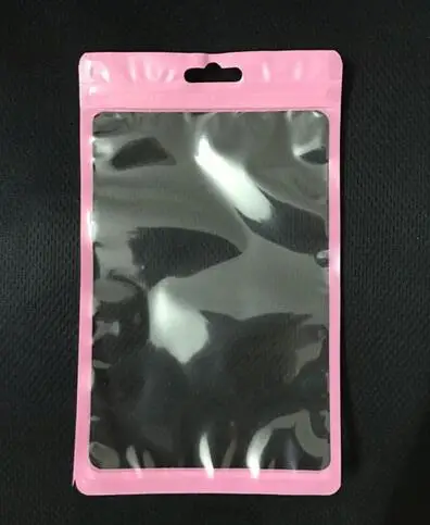 Pink 300 шт. 12*20 см ТПЭ черного цвета мобильный чехол для телефона чехол потребительская упаковка в виде посылка сумка для iPhone Xs X 8 7 Plus Пластик полиуретан с застежкой Zip-Lock Пакет - Цвет: Pink