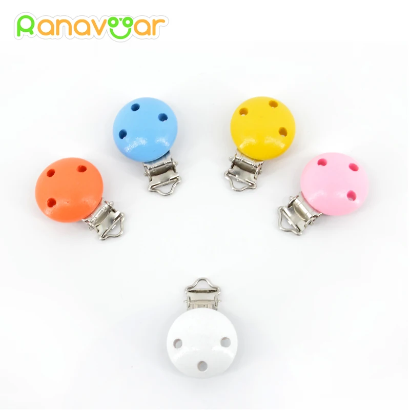 5 шт древесины Детская пустышка на цепочке с прищепкой зажимов естественным Цвет