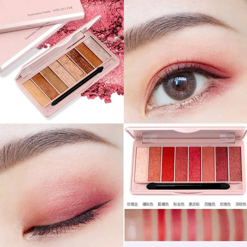HOLD LIVE 8 цветов блестящие тени для век палитра с кистью персиковый красный цвет