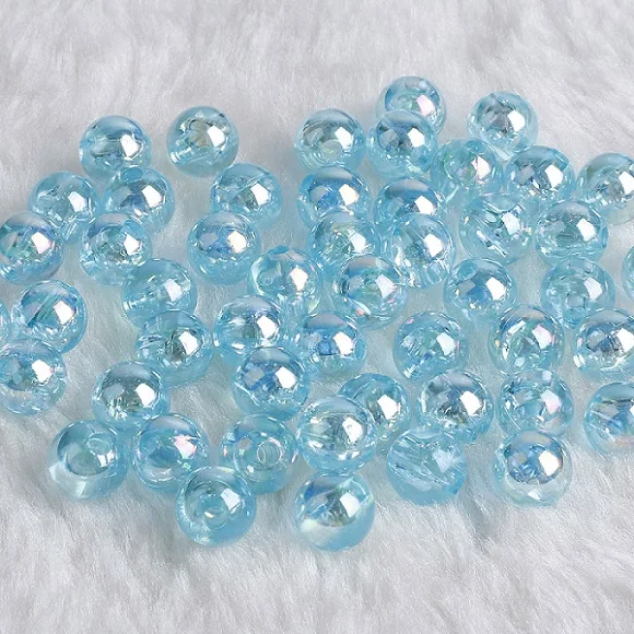 Light Blue Новое поступление 50 шт 8 мм AB Цвет Круглый акриловый свободный разделитель бисер бусины для DIY ювелирные изделия ручной работы аксессуары - Цвет: Light Blue