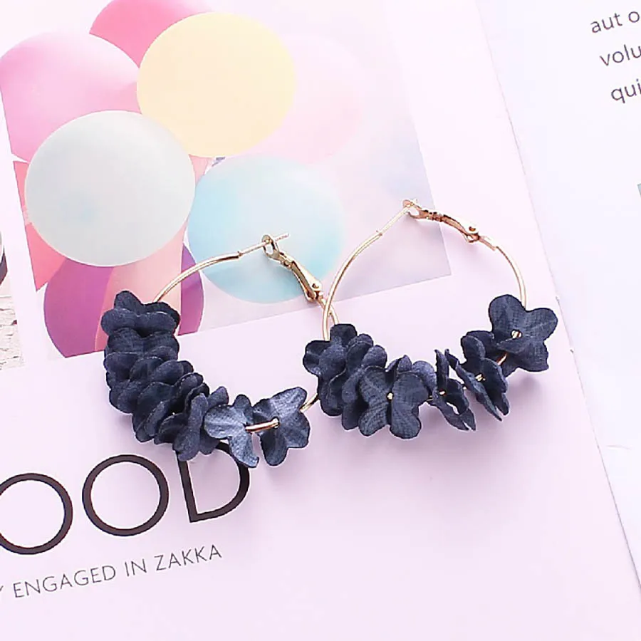 Новый джокер ткань цветок серьги для Для женщин 2018 заявление красочные лепесток