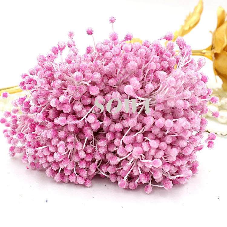 

Free Shipping Wholesale 5mm Sweet Pink color Round Glass Eco-friendly Flower Stamen Cake Decoratio DIY Wedding card