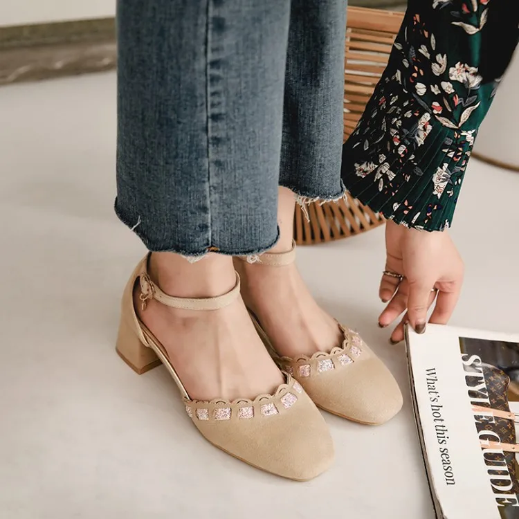 Big Size 11 12 13 14 15 16 17 high heels sandals women shoes woman summer ladies Baotou thick heel one-word buckle bag | Обувь