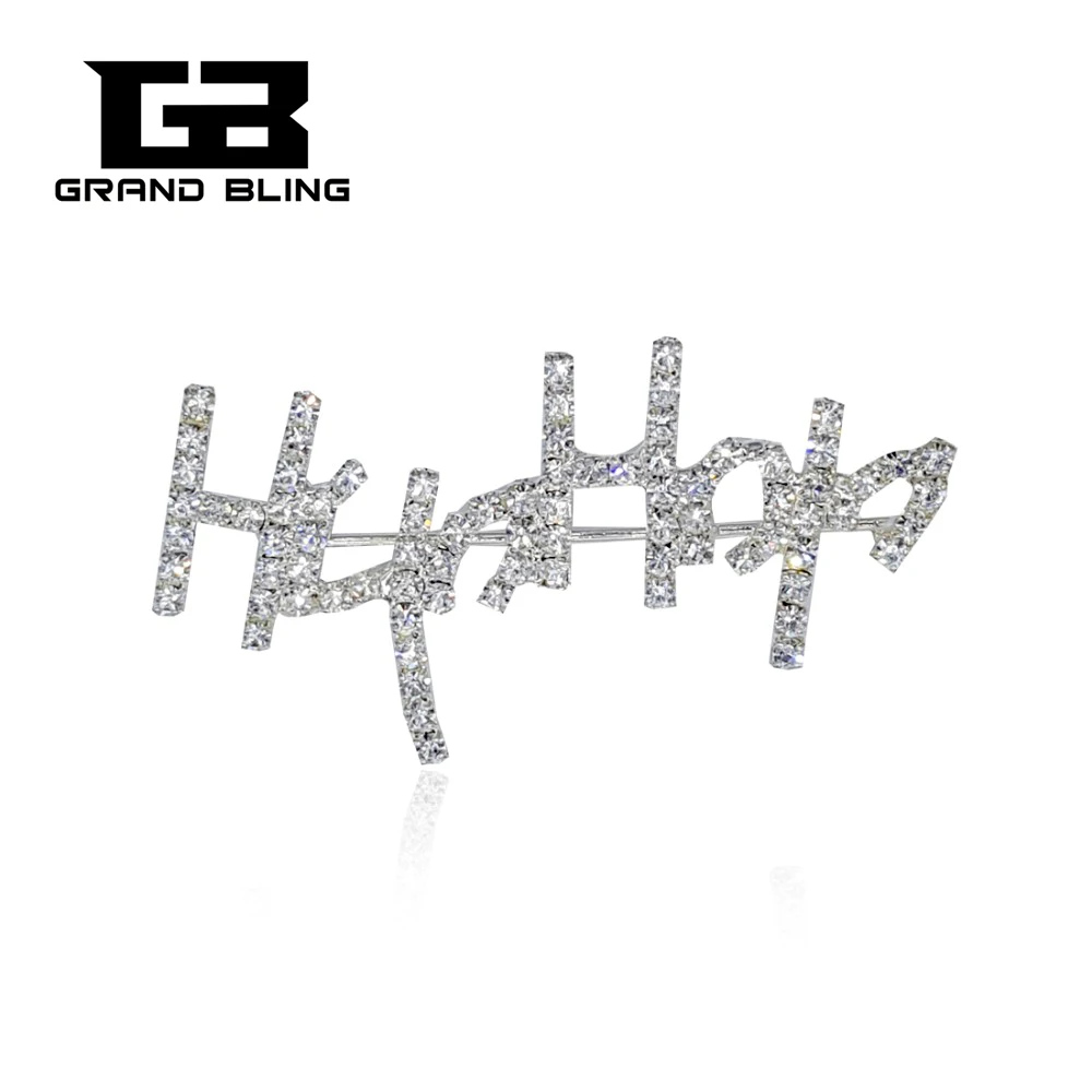 

Blingbling Crystal Brooch Jewelry "Hip Hop" Word Pin Accessory for Hip Hop Fans