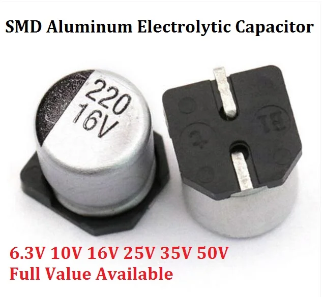10 шт. алюминиевый электролитический конденсатор SMD в 16 25 35 47 мкФ 50 100 220 470 1000 22 330 2200