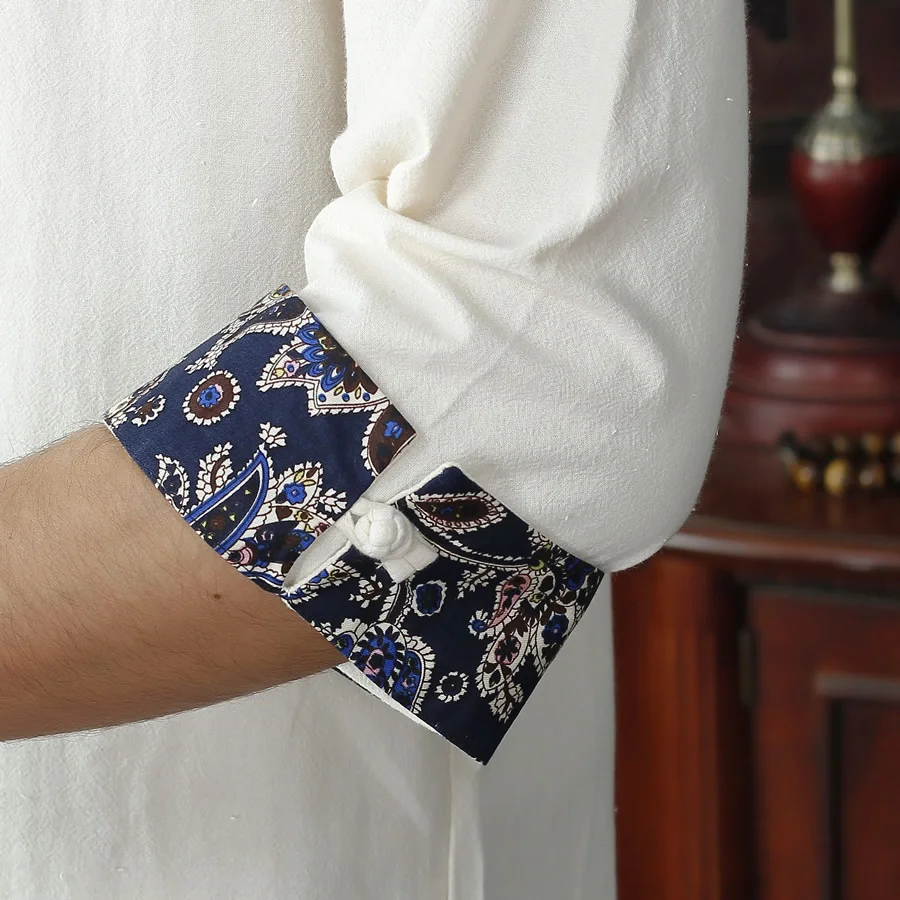 Летняя новая бежевая мужская хлопковая льняная рубашка топы винтажная китайская