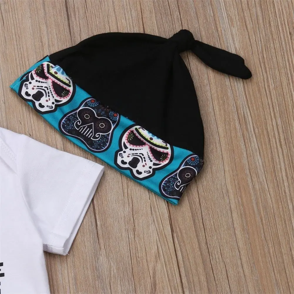 3 шт. хлопковое боди с коротким рукавом и принтом черепа|Комплекты одежды| |