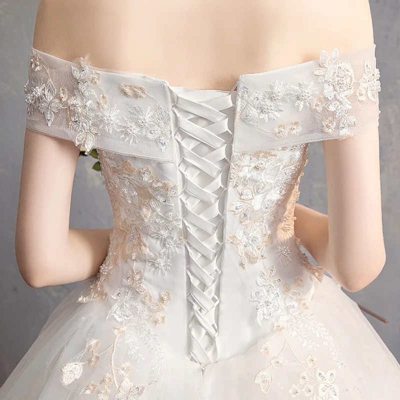 UDFSU Women Vintage Lace Wedding Gowns Off The Shoulder Up Dress Elegant Tulle Ball Gown Bridal | Свадьбы и торжества