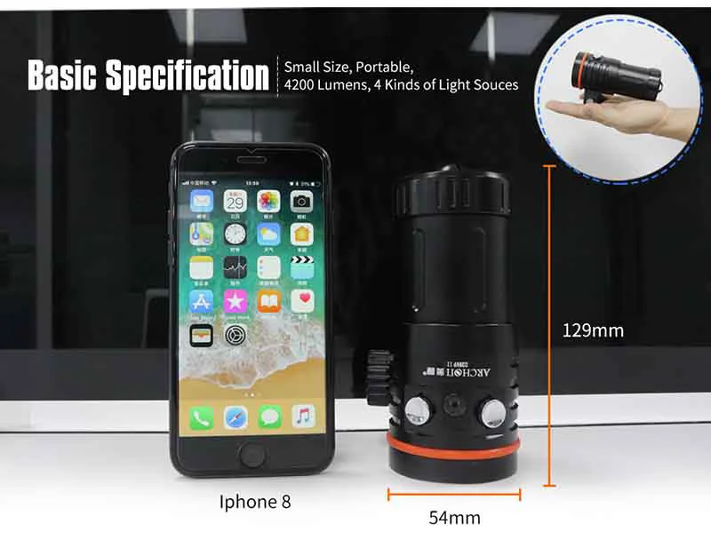 ARCHON W41VP II D35VP II фонарик для дайвинга 4200LM CREE L2 Красный СВЕТОДИОДНЫЙ УФ подводные фонари для дайвинга фотографирование видео точечный свет