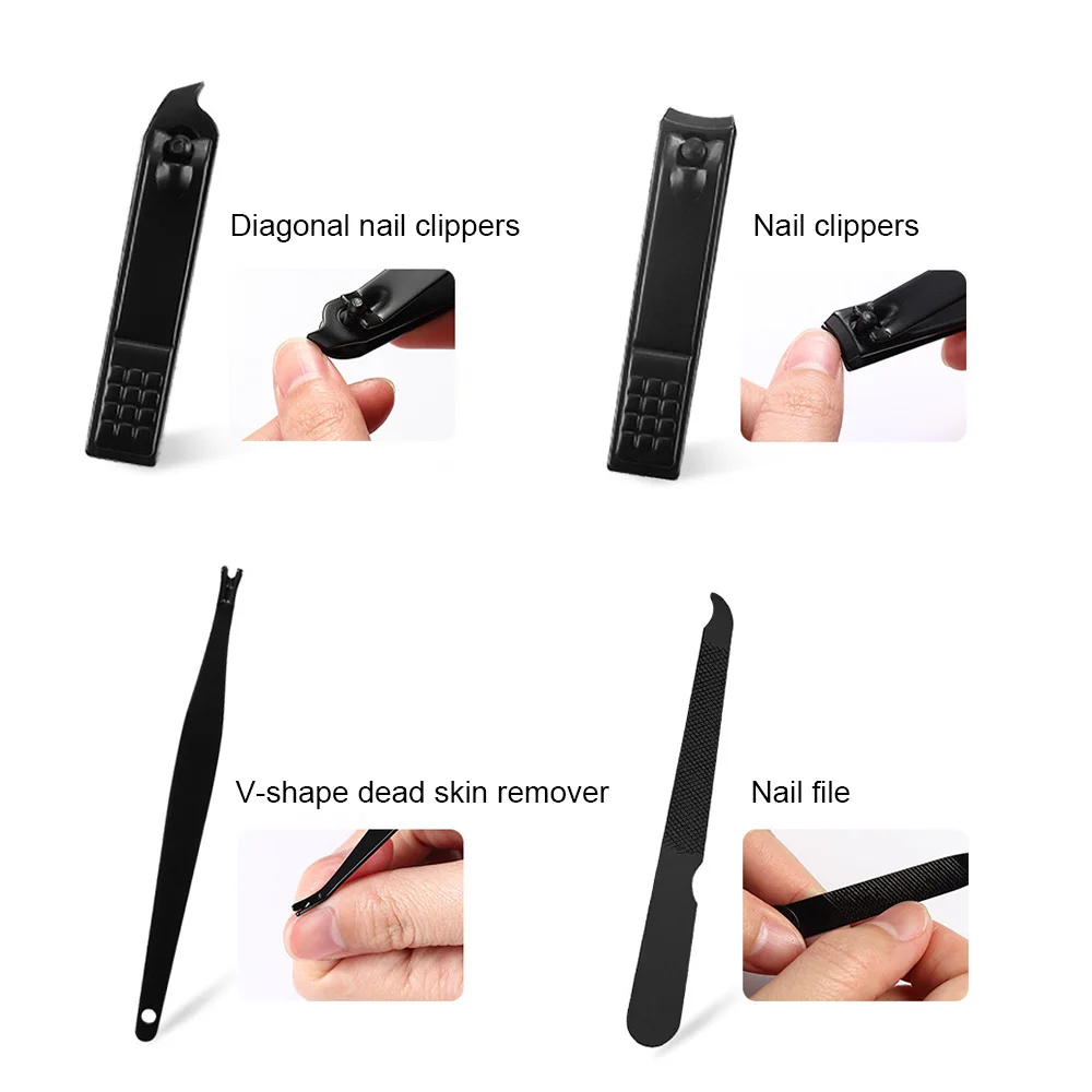 8pcs Nail Art Manicure Tools Set Nails Clipper Scissors Tweezer Knife Manicure Sets Stone Pattern Case For Nail Manicure