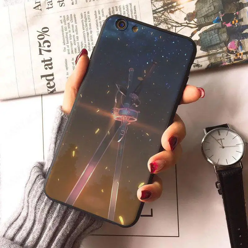 Меч искусство онлайн DIY окрашенный красивый телефон для iphone 8 8plus 7 7plus 6 6plus 5 5s SE X XS XR