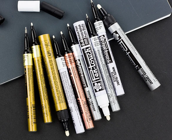 

3pcs/set 0.7/1/2mm fast dry permanent sign marker pens for fabric metal highlighter art marker fineliner fiber drawing
