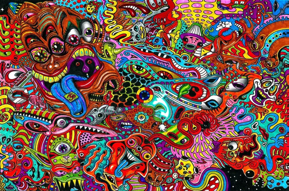 Psychedelic porous natural color painting fantasy art fabric decoration posters trippy 20x13&quot -374 | Дом и сад
