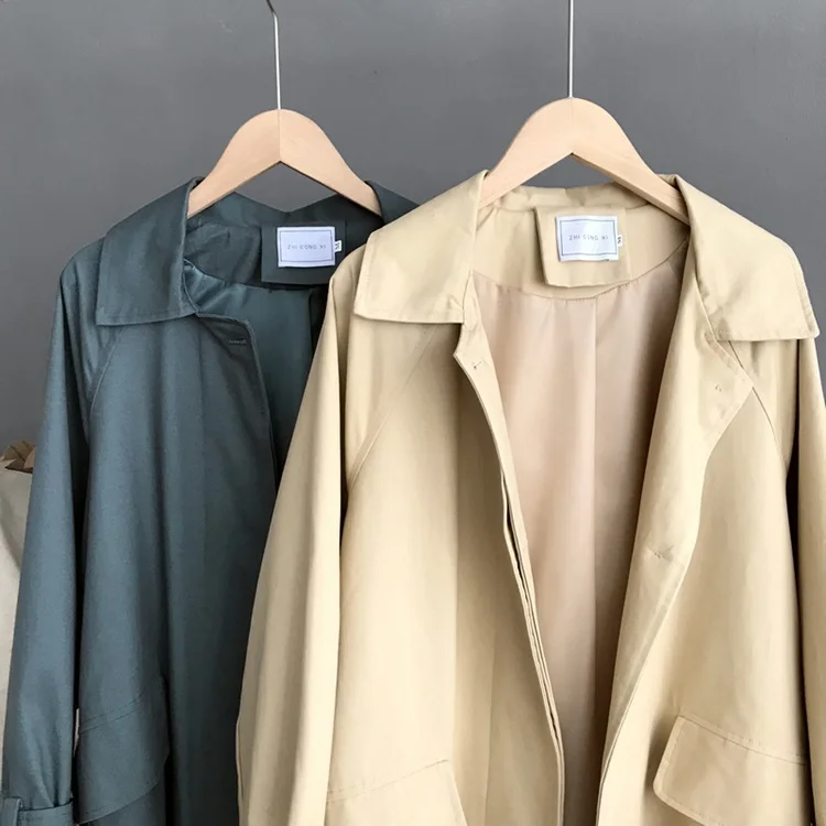 2018 осень-зима Новый Для женщин Повседневное Тренч Oversize Однобортный модная