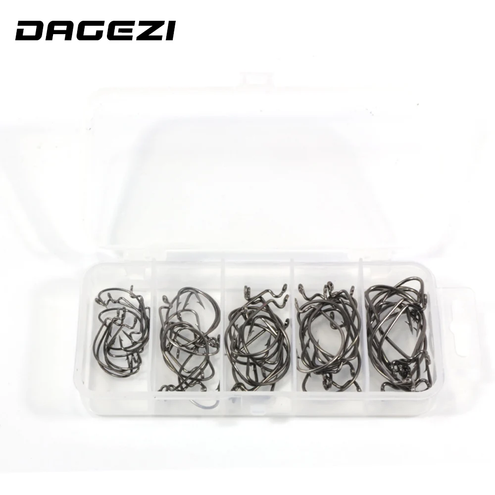 

Рыболовные крючки DAGEZI из высокоуглеродистой стали, 5 размеров, 50 шт./лот (10 шт. каждого размера), острые Крючки с коробкой