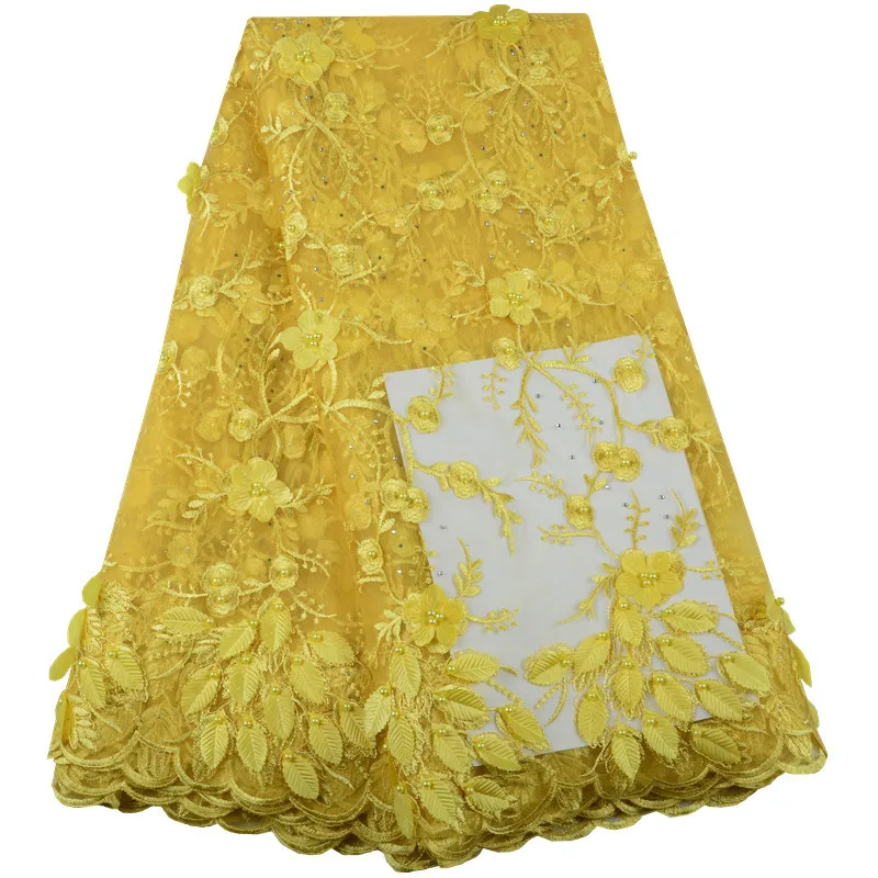 3D Flower Blue Lace French Voile Fabric 2019 High Quality African Nigerian Fabrics For Women Party Dress | Дом и сад