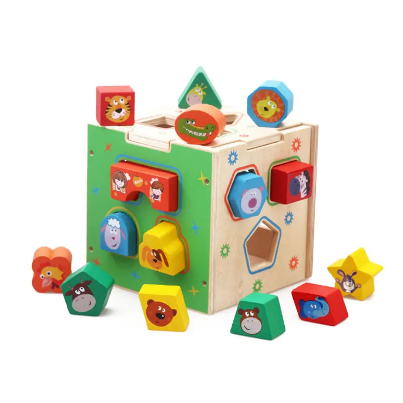 Деревянные игрушки детские 3D Пазлы ранняя Геометрическая подходящая коробка