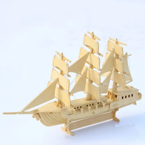 Деревянная 3D модель здания Игрушка Головоломка сборка деревянное ремесло Строительство дракон король древний пират парусный Финикийский корабль 1 шт