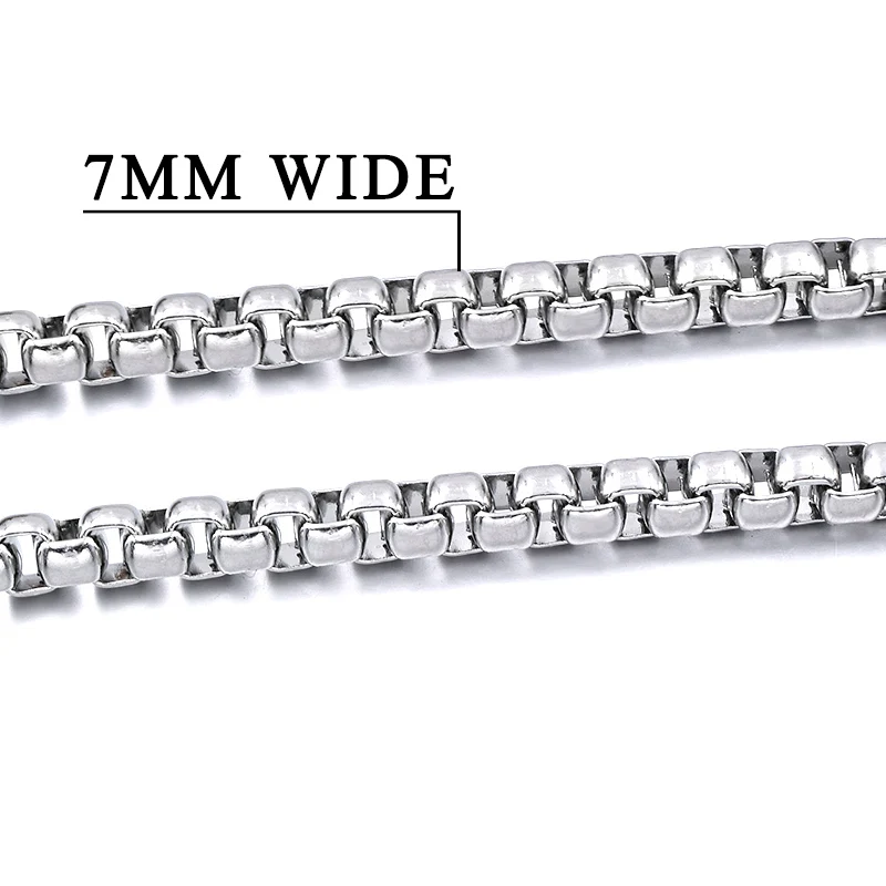 7mm wide Moorvan 40 см-90 см ювелирное мужское женское готическое ожерелье, изготовленное с помощью литья коробки Короткие Длинные цепи из нержавеющей стали для девочек и мальчиков VN138 - Окраска металла: 7mm wide