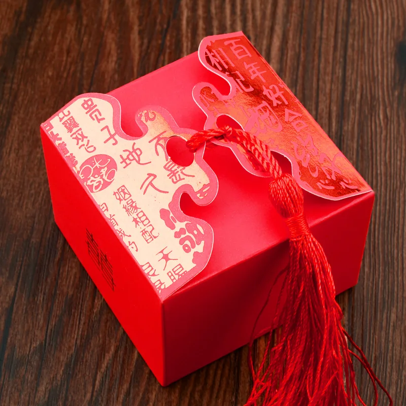 50 шт./лот красные свадебные коробочки бумажная коробка с украшением бабочкой