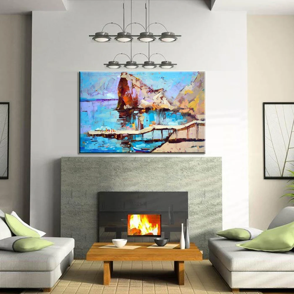 Ручная роспись ножом картина маслом на холсте морской пейзаж отпечатка