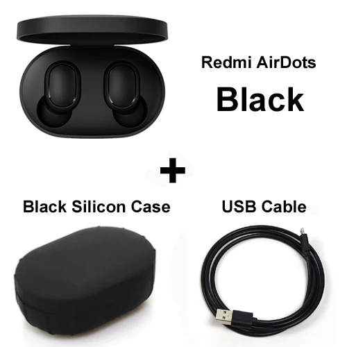 Add Cable Black Case Xiaomi Redmi Airdots Xiaomi TWS стерео беспроводные наушники Голосовое управление Bluetooth 5,0 шумоподавление управление краном - Цвет: Add Cable Black Case