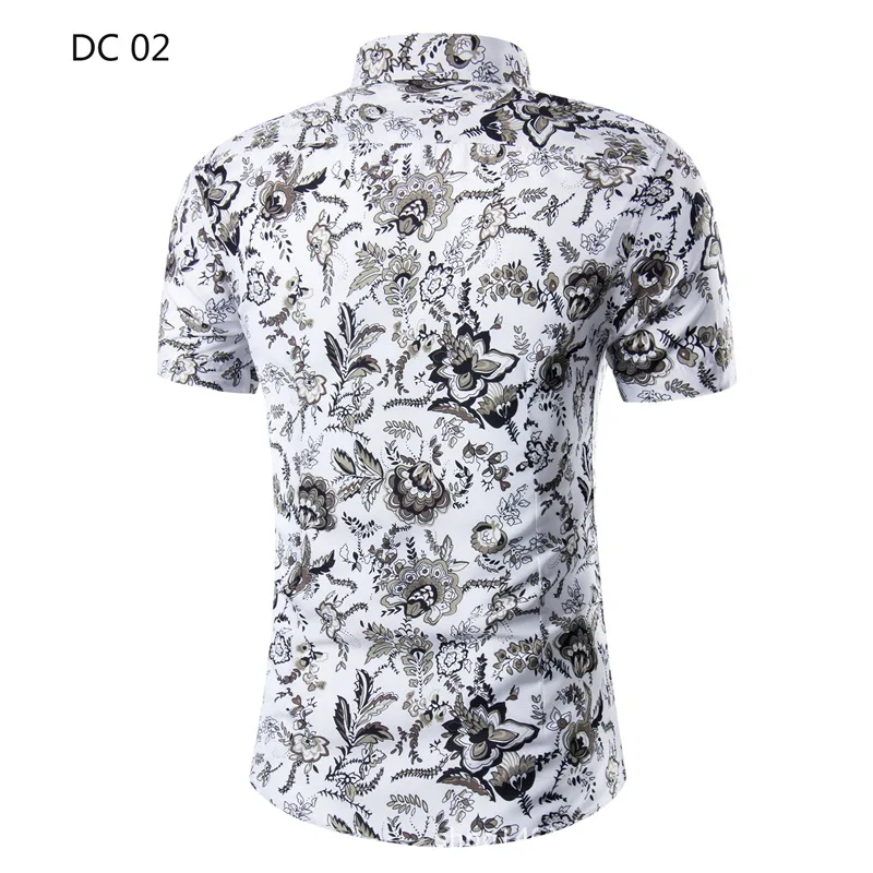 YZBZJC 2018 New Floral Men clothing Shirts Short Sleeve Fashion Casual Fit Slim Dress Print Homme | Мужская одежда