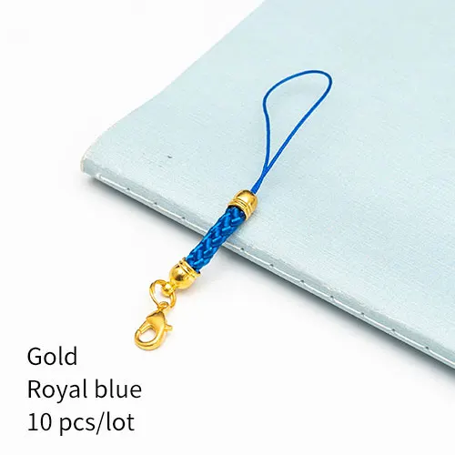 Silver royal blue 10 шт., застежка-карабин, ремешок, шнур, мобильный телефон, Лариат, мобильный ремешок, шарм, нейлоновый брелок, цепочка, ювелирное изделие, сделай сам, ювелирное изделие - Цвет: Silver royal blue
