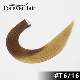 FOREVER HAIR, 2,0 г/шт., 16 дюймов, 18 дюймов, 20 дюймов, натуральные человеческие волосы для наращивания, пепельный блонд, Европейская кожа, уток, волосы remy для наращивания, 40 г/ПАК - Цвет: T6/16