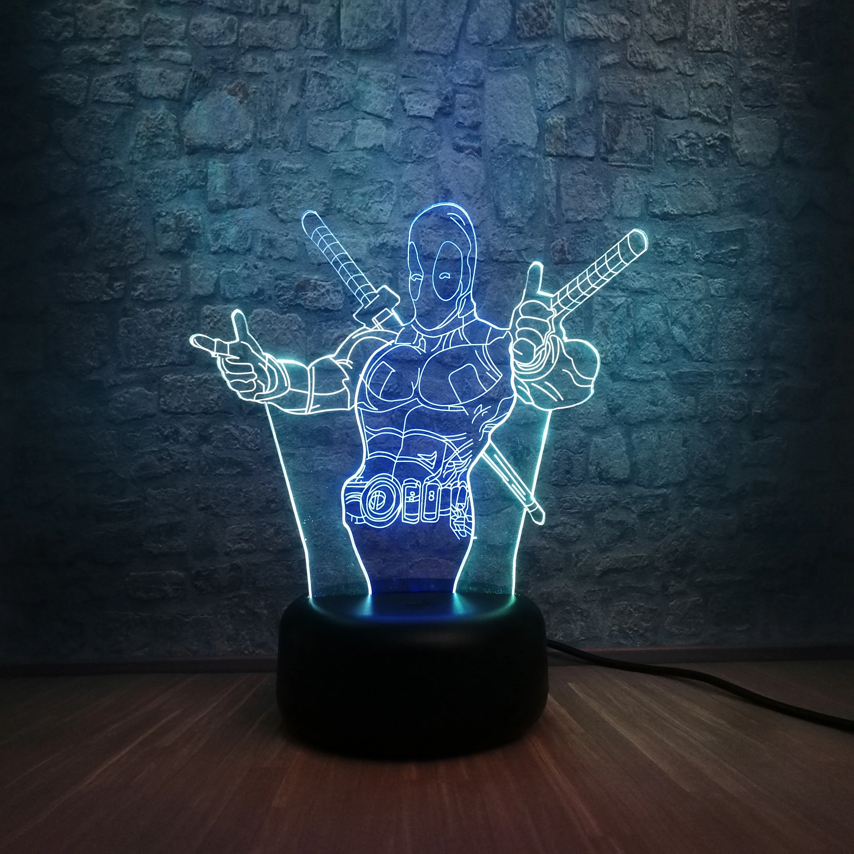 Новинка Marvel Рисунок мультфильм Антигерой Дэдпул смешанные цвета лампа RGB 7 цветов