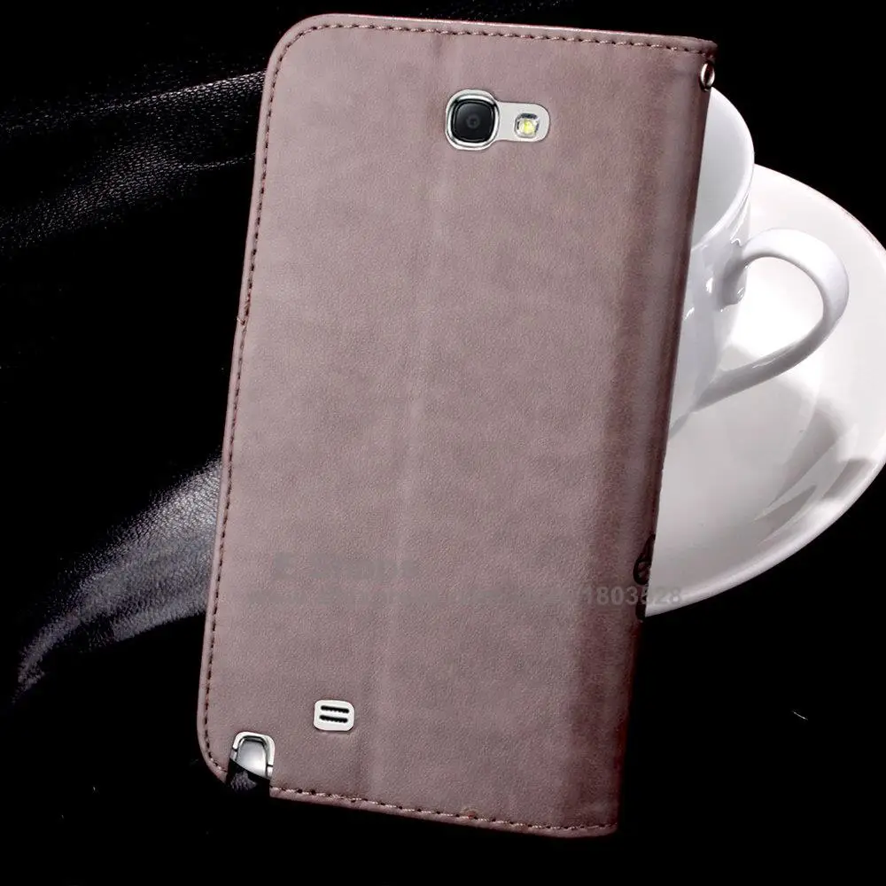 Note2 с тиснением и изображением кожаный чехол для samsung Note 2 N7100 чехол с откидной крышкой и с подставкой чехлы для телефонов, визитницы черные чехлы SM Note2Case 7100