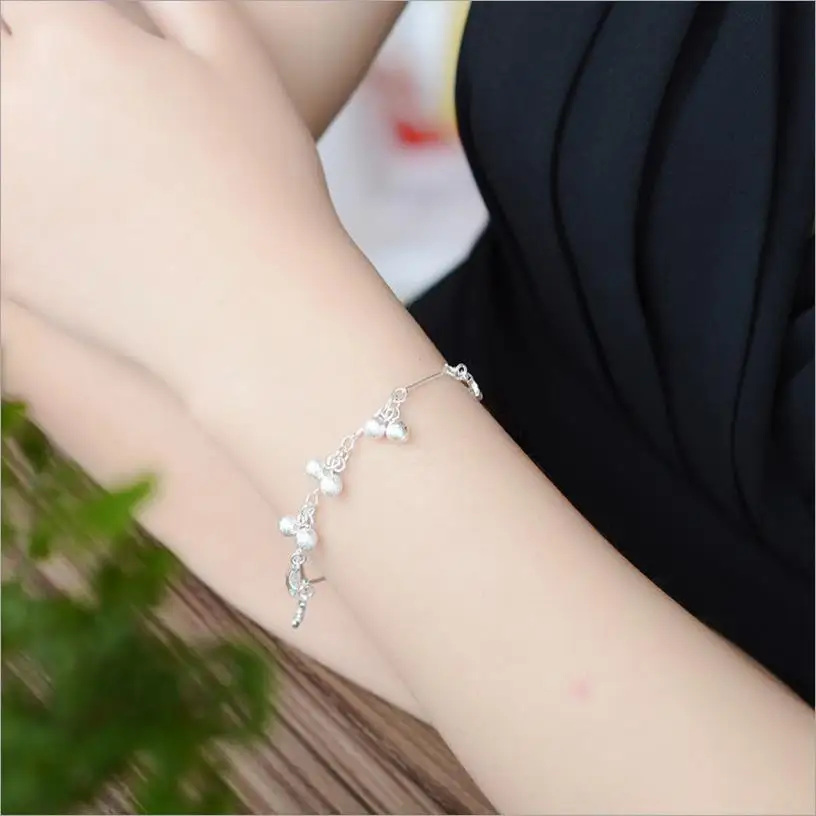 

TJP Romantic Star Balls Design Women Silver Bracelets Jewelry Top Quality 925 Silver Anklets For Girl Engagement Party Hot Bijou