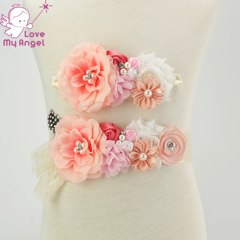 2 шт./компл. винтажный коралловый персиковый пояс с цветами для девушки