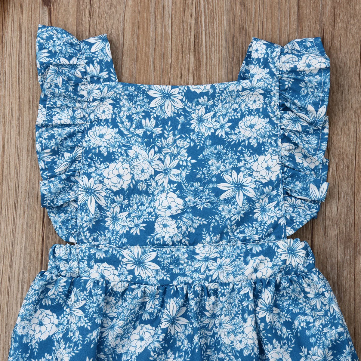 Милый детский комбинезон с цветочным рисунком для новорожденных голубой