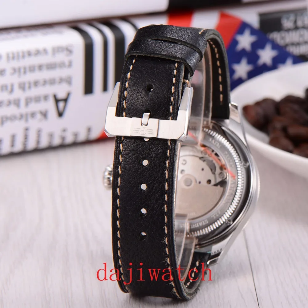 Мужские часы Parnis автоматические спортивные из нержавеющей стали с черным