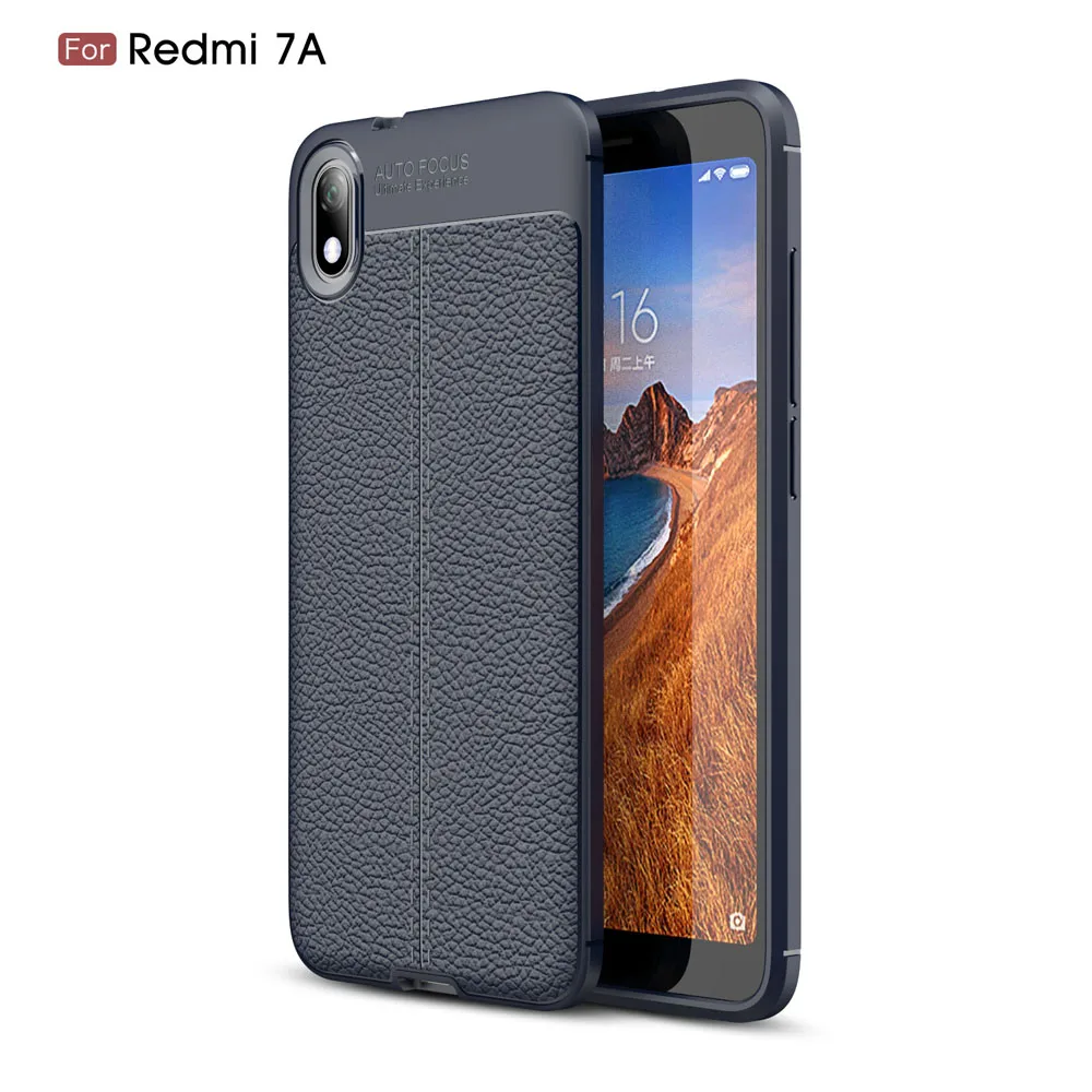 Чехол с текстурой личи для Xiaomi Redmi 7A, чехол для Xiaomi Redmi 7A Redmi7A, задняя крышка для телефона, чехол - Цвет: Navy