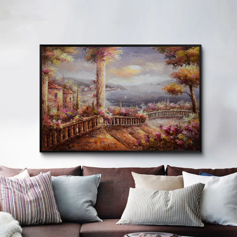 

Hand painted canvas oil painting Europe Mediterranean painting Modern Home decor Wall art picture for living room Seascape #3