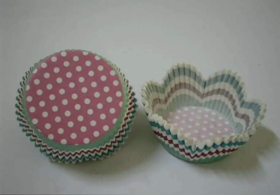 4 5 дюйма 500 шт./лот многополосные лепестки в горошек вкладыши для кексов бумажный