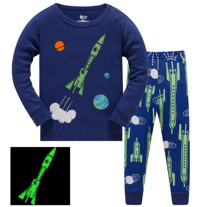 New Arrival Baby Boys Pyjamas Autumn Spring Cartoon Rocket Print Home wear Long Sleeve Children 2 Pcs Clothing Set Boy Sleepwear |