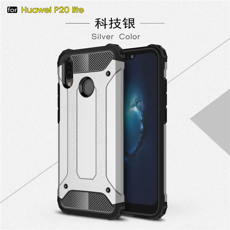 

WolfRule Fundas Huawei P20 Lite Case Anti-knock Soft Silicone + Hard Plastic Case For Huawei P20 Lite Cover Huawei Nova 3e Shell