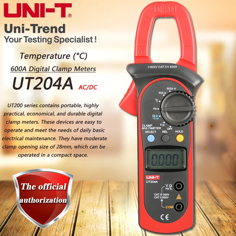 UNI T UT204A 600A AC DC Цифровой клещи мультиметр сопротивление/Емкость/Частотный Тест