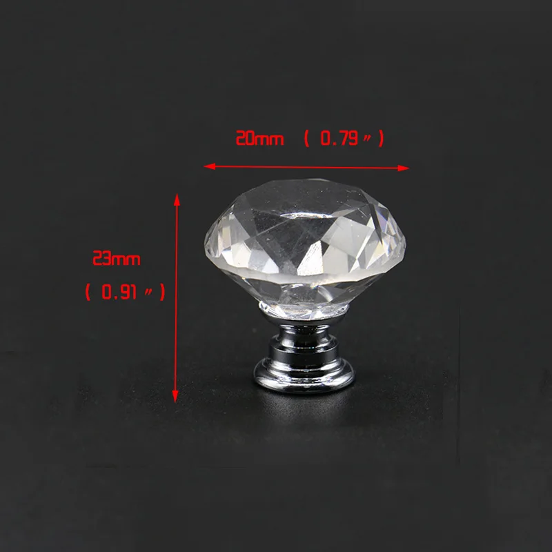 20mm KAK, 5 шт./лот, 20-40 мм, Алмазная форма, дизайн, Хрустальные стеклянные ручки, шкаф, выдвижной ящик, кухонный шкаф, шкаф, ручки, фурнитура - Цвет: 20mm
