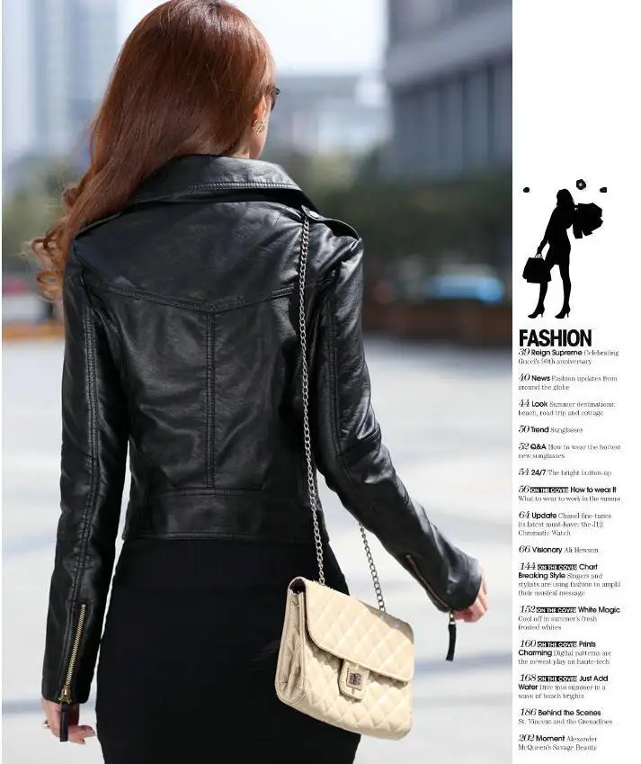 Женская куртка из искусственной кожи Новая повседневная женская черная кожаная