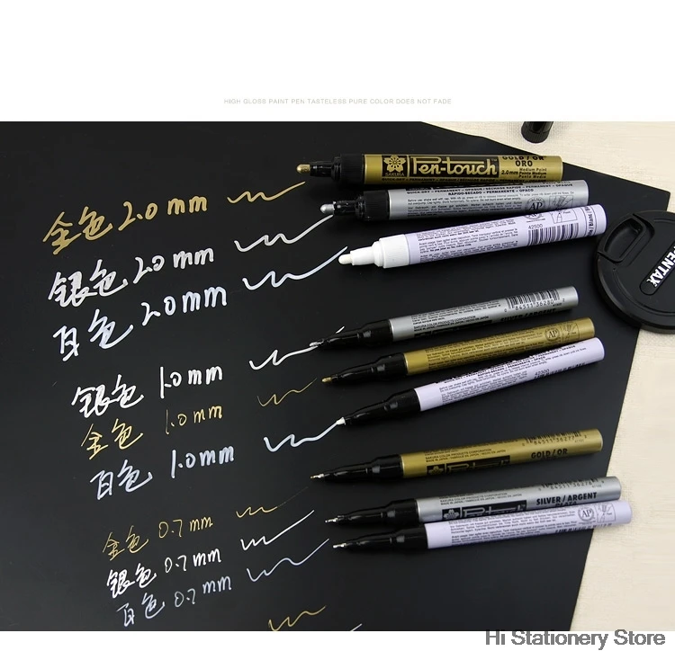 Sakura Pen-Touch paint Marker 9 шт./партия золото/серебро/белый 0,7 мм/1 мм/2 метка мм на любую вещь стекло/ткань/металл