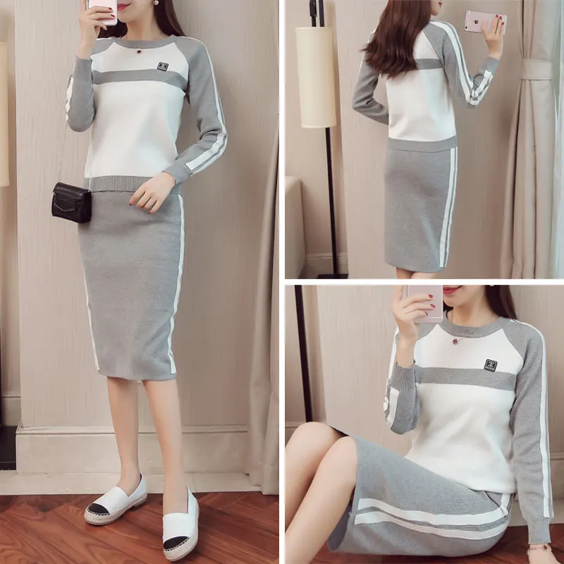 Осень новинка 2017 Женский костюм рубашка с длинными рукавами Топы и юбка женский