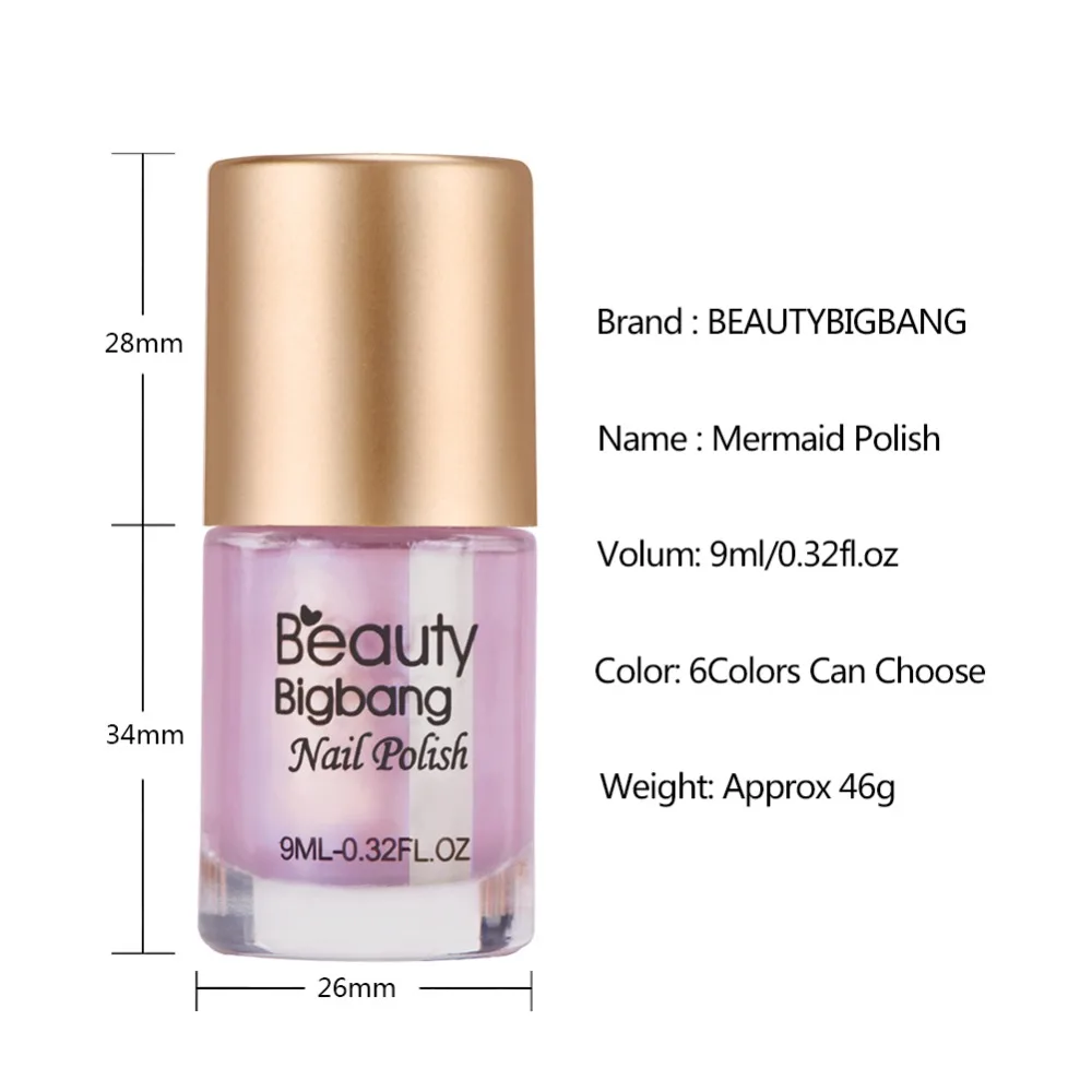 BeautyBigbang 6 бутылок 8 мл Жемчуг Русалка лак для ногтей Блестящий Блеск лак для ногтей маникюрная пилка художественный лак