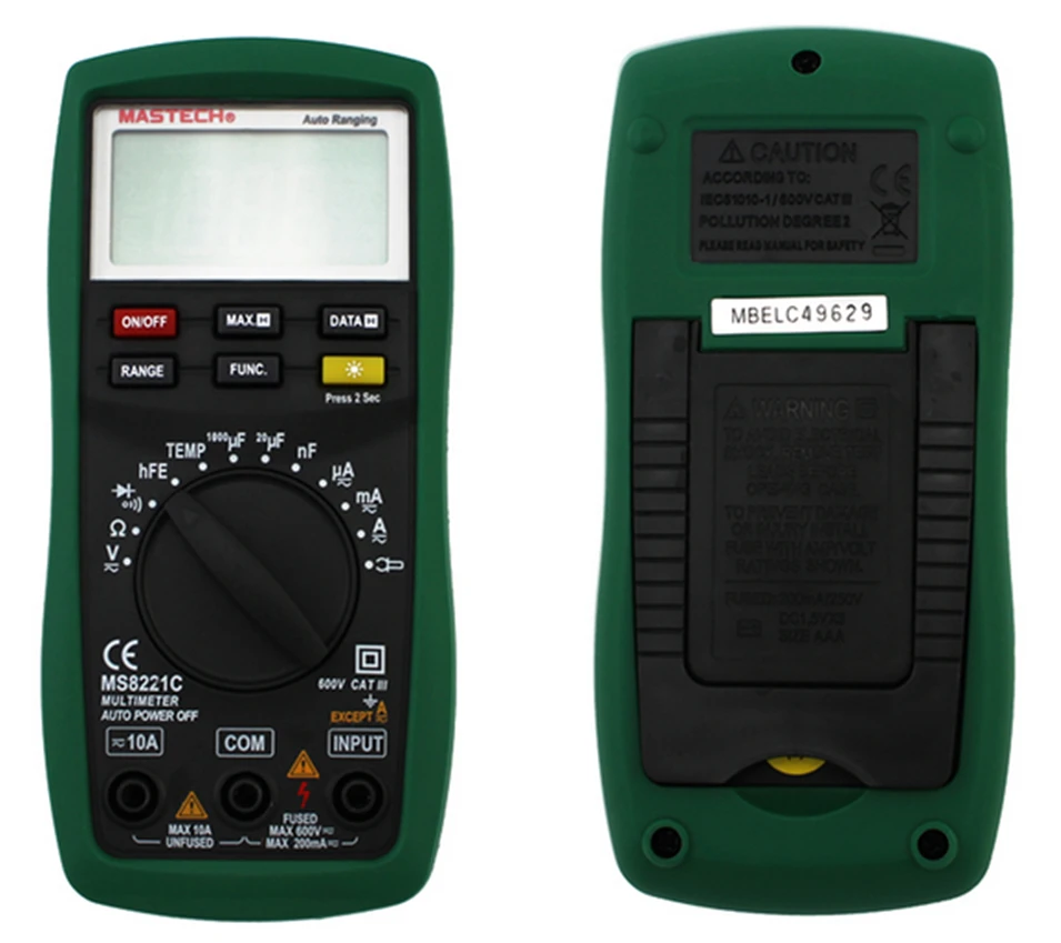 1pcs Mastech MS8221C Digital Multimeter Auto Manual Ranging DMM Temperature Capacitance hFE Test | Инструменты